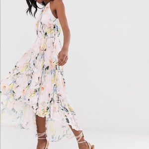 Ted Baker White Valetia Elegance Floral Pleated High/Low Hem Casu…